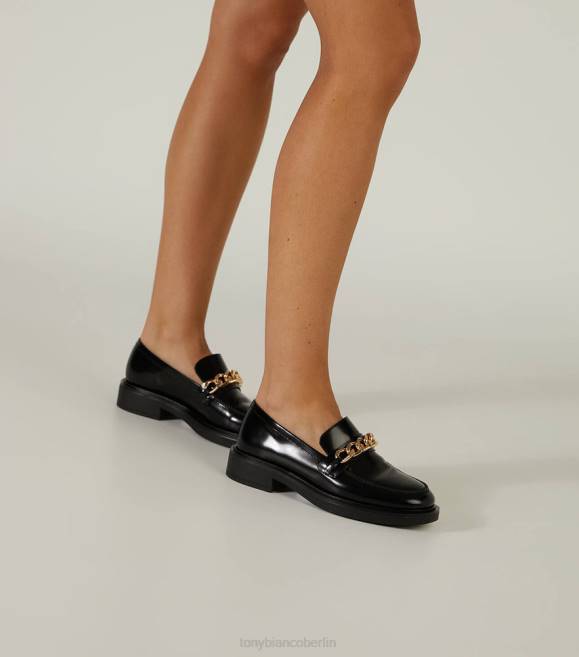 Slipper| de Tony Bianco Frauen Candice-Wohnungen Schwarz hochglänzend 4624586
